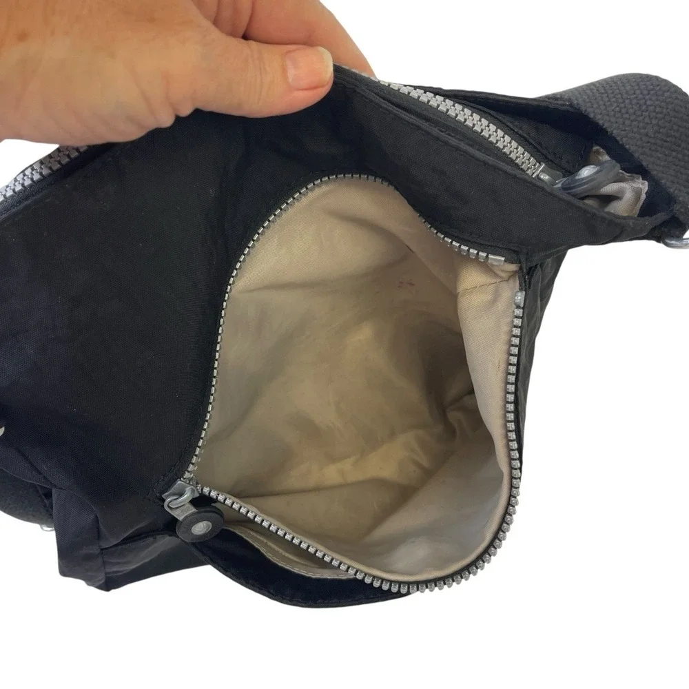 Kipling Black Nylon Crossbody Messenger Bag Tablet Zip Top Adjust Strap Purse